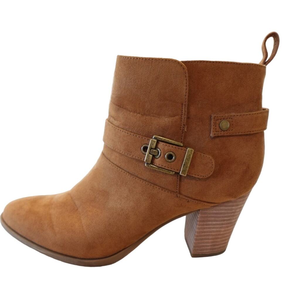 LAST CHANCE Ankle Boot / Booties / Cognac Tan / CHUNK HEEL